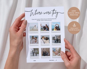Where Were They Bridal Shower Game, Photo Guessing Game Card, Bachelorette Party Game, Hen Party Game, Wedding Shower, Engagement Party Game