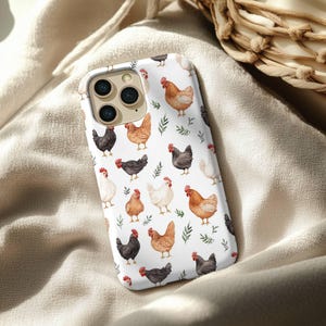 Vintage Chicken iPhone Case - Farm Animal Phone Cover, Country Hen Pattern, Cottagecore Style Gift for Chicken Lovers