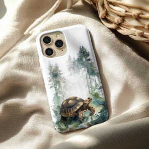 Forest Tortoise iPhone Case - Realistic Turtle in Misty Pine Woods Nature Phone Cover