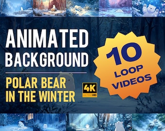 Animated Polar Bear Winter Background 4K | Cozy Snow Loop Video for Streaming, Cute Animal Ambient Scene, Frosty Aesthetic Animation
