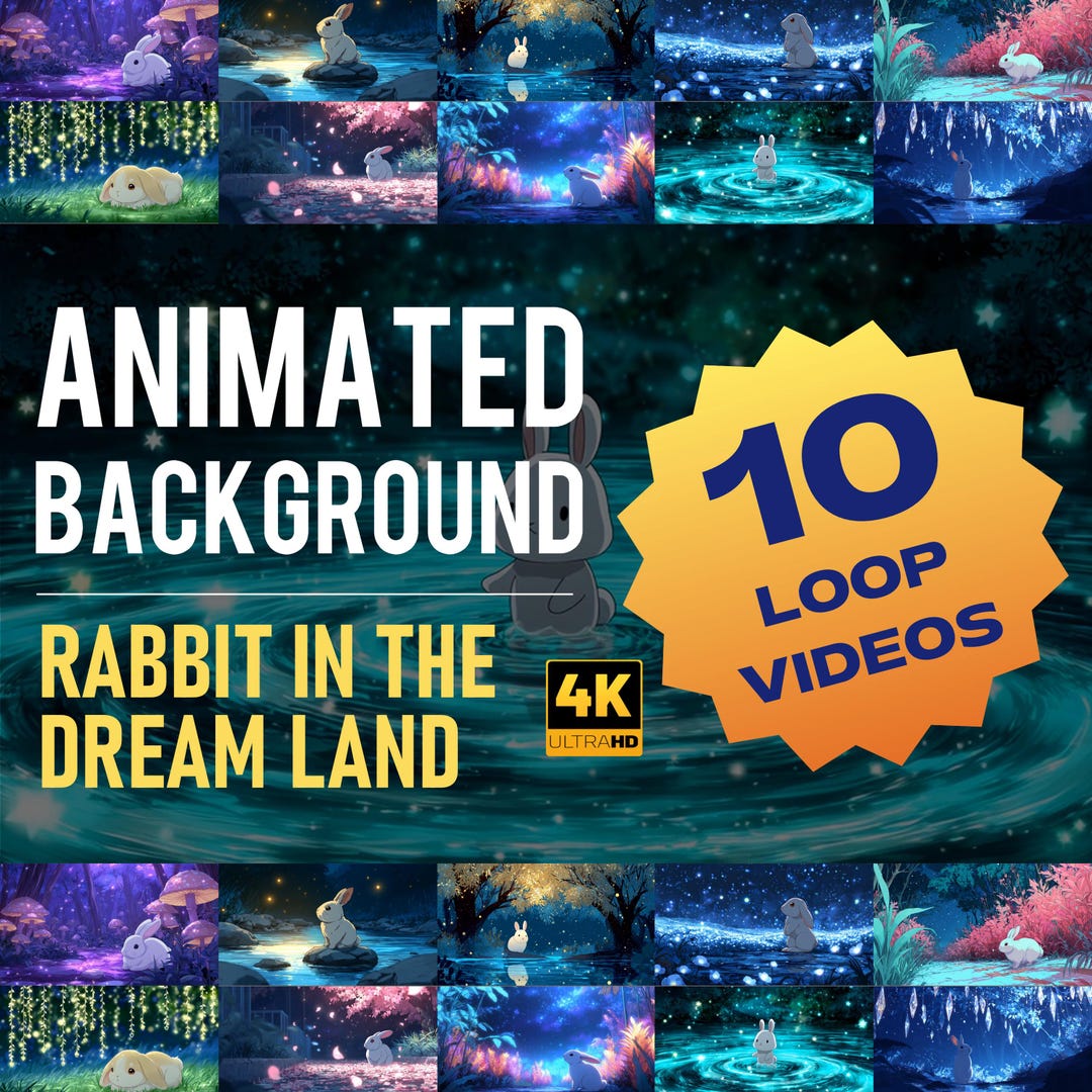 Palying Rabbit Animation Animated Rabbit in Dream Land Background 4K | Magical Loop Video for ...