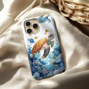 Sea Turtle iPhone Case - Cute Ocean Coral Reef Illustration | Underwater Marine Animal Phone Cover