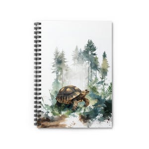 Tortoise Forest Notebook - Tranquil Nature Spiral Journal with Turtle and Misty Trees