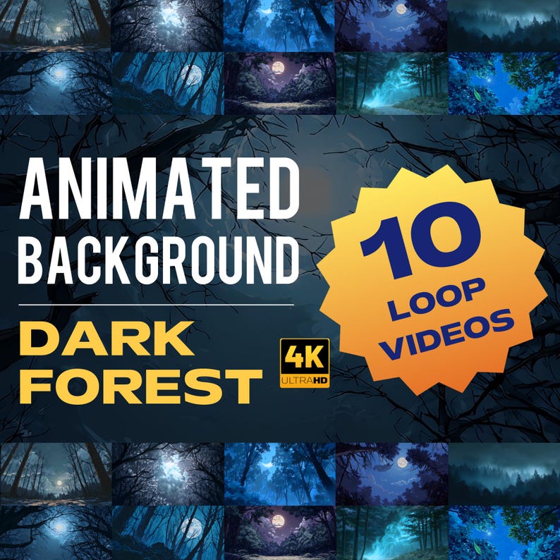 Animated Dark Forest Background 4K | Mysterious Night Loop Video for ...