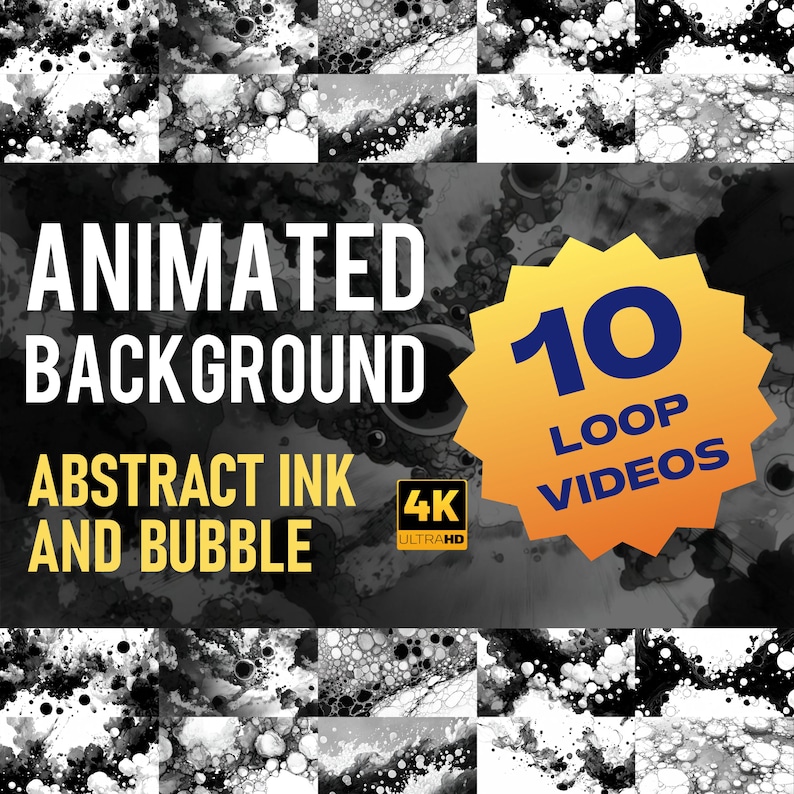Abstract Ink Bubble Animated Background | Black White 4K Loop Video - Etsy