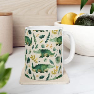 Cute Alligator Mug - Cartoon Crocodile Jungle Cup for Kids, Playful Animal Gift for Nature Lovers