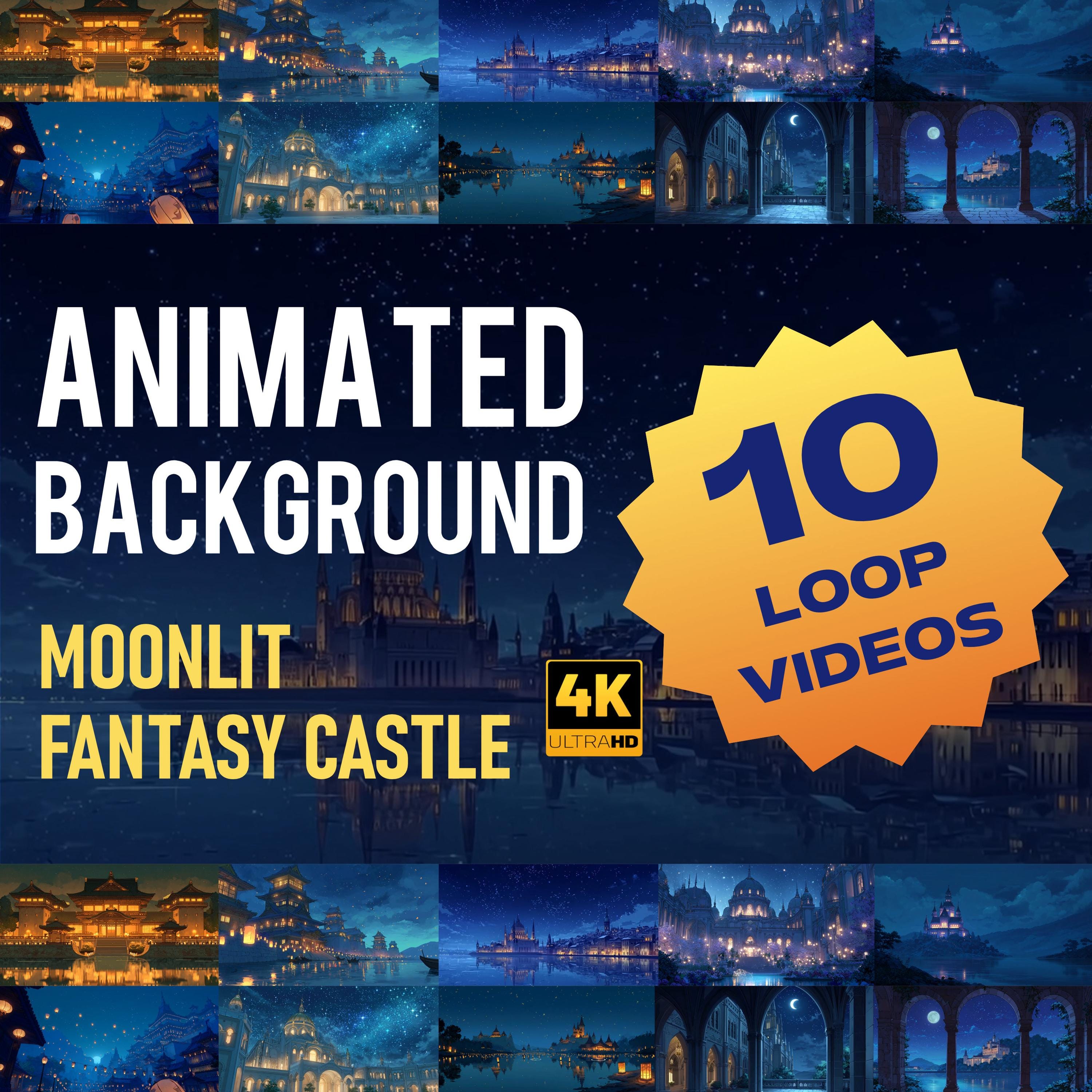 Moonlit Fantasy Castle Animated Background | Magical Night Castle 4K ...