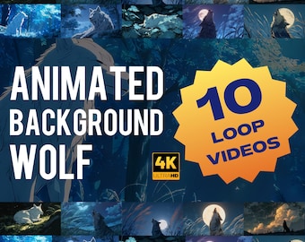 Geanimeerde wolfachtergrond 4K-loopvideo's | Moonlight Forest Ambiance voor streamen en ontspannen