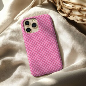 Pink Checkered iPhone Case - Retro Minimal Geometric Pattern Cover
