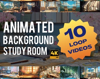 Animerad bakgrund för studierum i 4K-loopvideor | Mysig arbetsmiljö för fokus och streaming