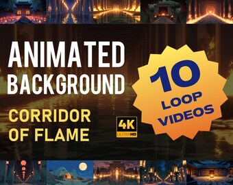 Gang met vlamgeanimeerde achtergrond 4K | Videopakket Fire Temple Loop