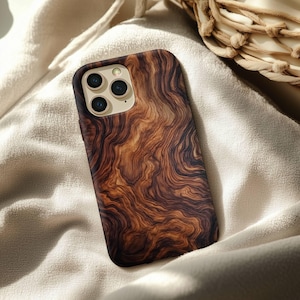 Dark Wood Grain iPhone Case - Luxury Walnut Wood Texture Phone Cover for Nature & Rustic Style Lovers