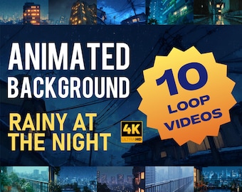 Arrière-plan animé 4K Nuit pluvieuse | Vidéo confortable en boucle de pluie pour le streaming, VTuber et l'ambiance d'étude