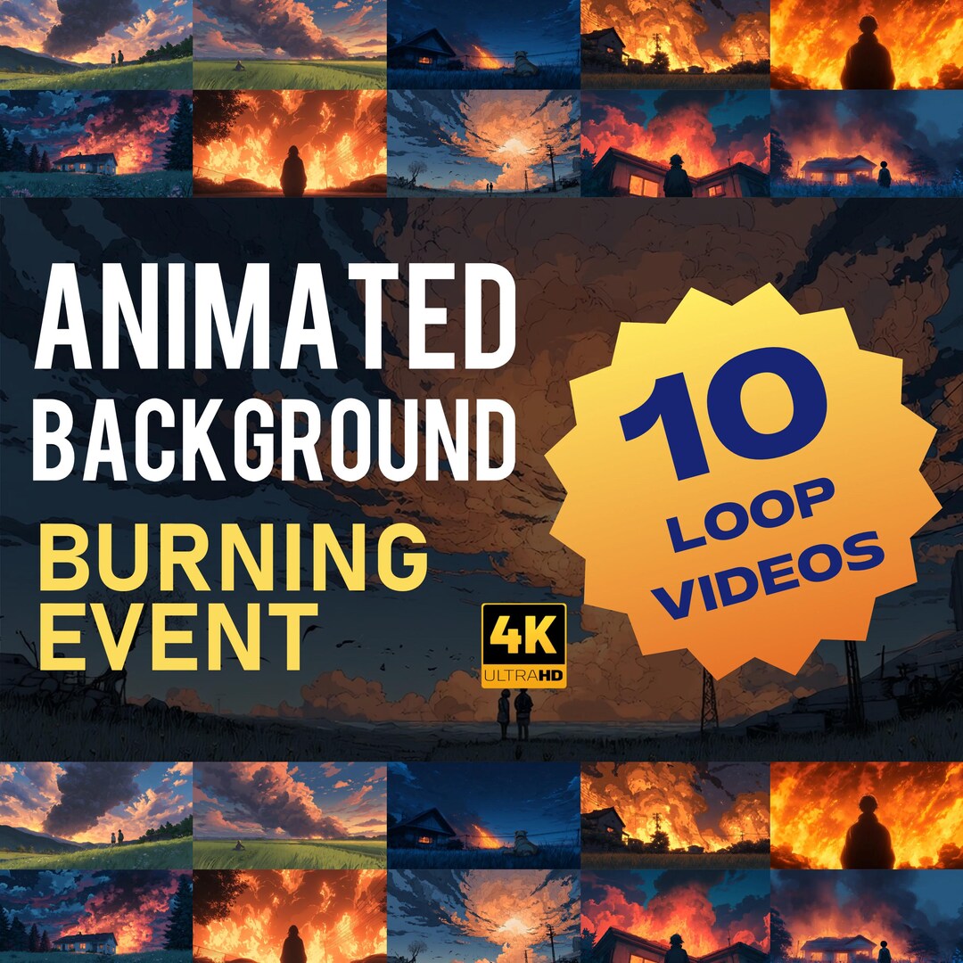 Burning Event Animated Background 4K Loop Video | Fire Disaster ...
