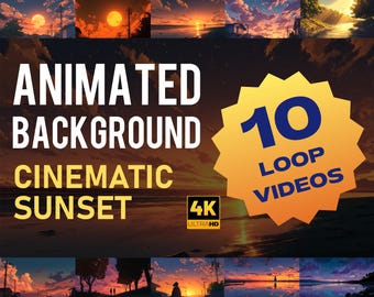 Fondo cinematográfico animado de atardecer en 4K / Vídeo en bucle del cielo durante la hora dorada / Escena nocturna emotiva