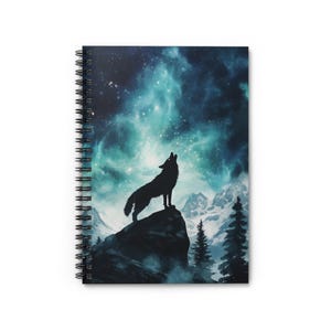 Howling Wolf Notebook - Galaxy Night Sky Journal for Nature and Animal Lovers