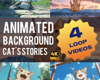 Animated Cat Loop Background | 4K Cozy Kitten Animation (Digital Download)