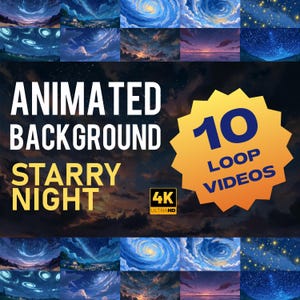 Animerad stjärnklar nattbakgrund i 4K-loop, drömsk galaxhimmelanimation, avslappnande natthimmel-omgivningsvideo för stream