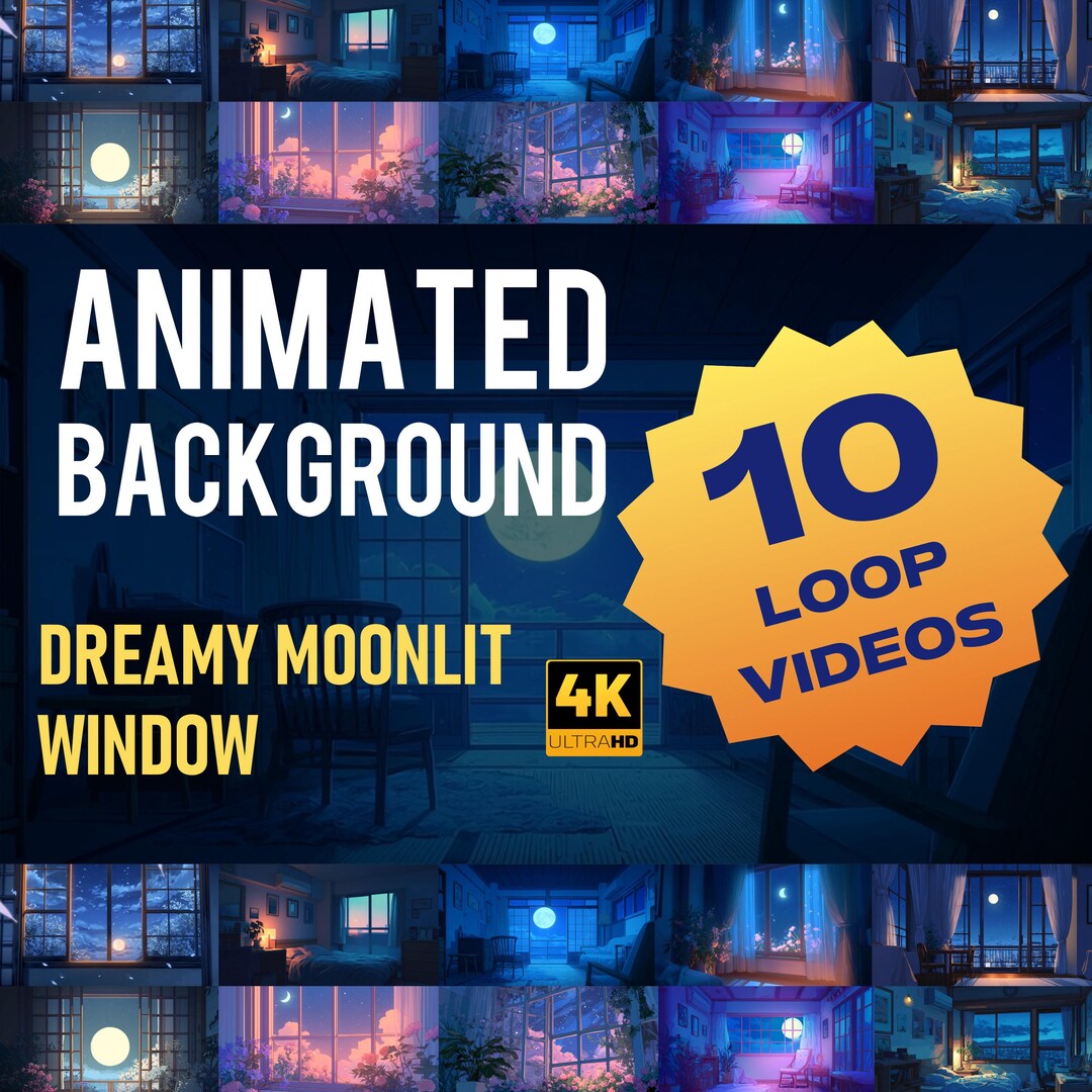 Moonlit Window Animated Dreamy Moonlit Window Background 4K | Cozy Night Window Loop ...