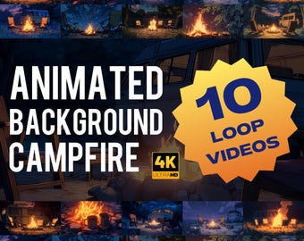 Animated Campfire Background 4K Loop Videos | Cozy Night Forest Ambience