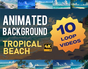 Tropical Beach 4K Animated Background | Ocean Waves Loop Video for Streaming, VTuber Scenes, Summer Aesthetic