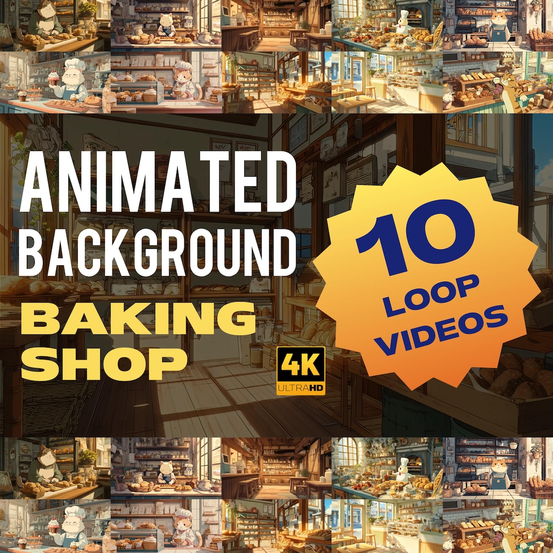 Baking Loop Baking Shop Animated Background 4K Loop, Cozy Bakery Interior, Cute ...
