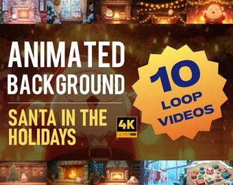 Animated Santa Holiday Background 4K | Cozy Christmas Fireplace Loop Video with Festive Lights & Warm Xmas Ambience
