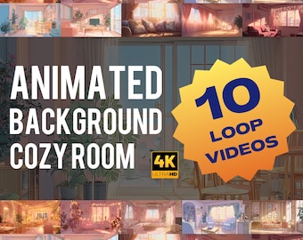 Geanimeerde gezellige kamerachtergrond | 4K-loopvideo's voor streamers (digitale download)