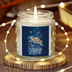 Sea Turtle Candle Jar - Ocean-Themed Scented Gift for Coastal Decor Lovers
