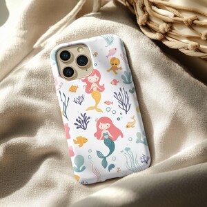 Cute Mermaid iPhone Case - Cartoon Ocean Girls Design, Underwater Fantasy Phone Cover