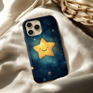 Cute Smiling Star iPhone Case - Kawaii Galaxy Night Sky Cover