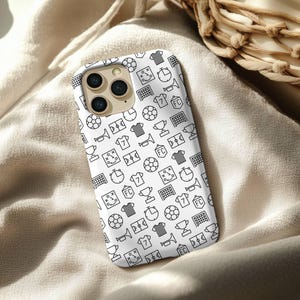 Minimalist Soccer iPhone Case - White Background Football Icons Phone Cover for Sports Fans