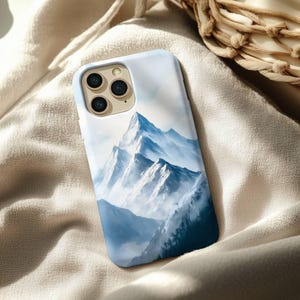 Snowy Mountain iPhone Case - Minimalist Nature Phone Cover, Winter Alpine Landscape iPhone Case, Mountain Lover Gift