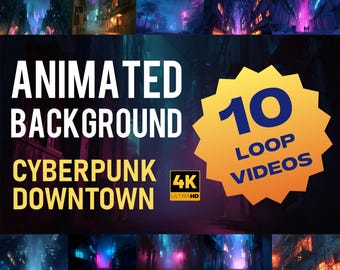 Cyberpunk Downtown Animated Background | Neon City Loop Video | Futuristic Night Street | Cyberpunk Ambience 4K Backdrop