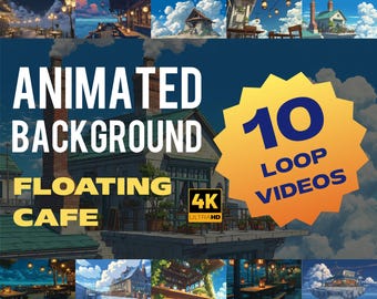 Floating Cafe Animated Background | 4K Cozy Sky Cafe Loop | Fantasy Cloud House Scene for VTuber & Streaming