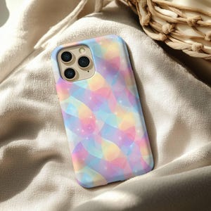 Dreamy Pastel Abstract iPhone Case - Soft Sparkly Aesthetic Phone Cover, Kawaii Rainbow Light Design for iPhone