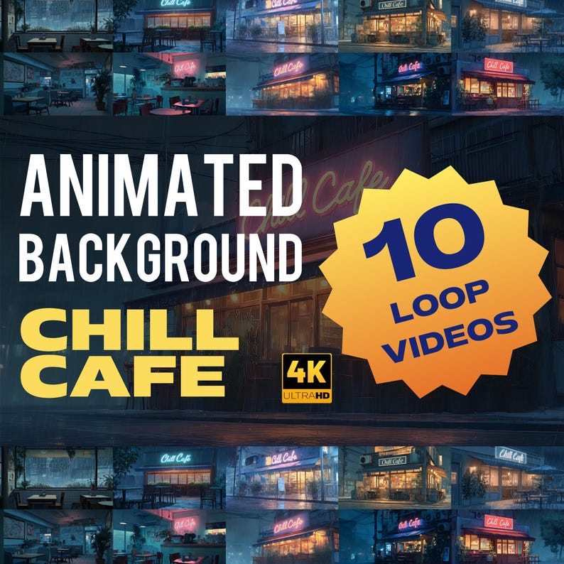 Chill Cafe Animated Background | Cozy Rain Cafe Loop 4K - Etsy