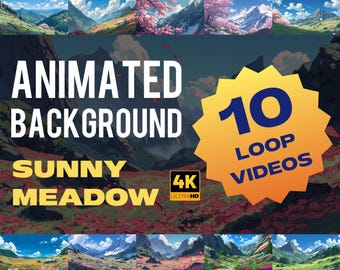 Sunny Meadow Animated Background | 4K Nature Loop Video | Fantasy Flower Field Scenery for VTuber, Streams & Relaxing Ambience
