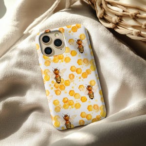 Honey Bee & Honeycomb iPhone Case - Cute Yellow Bee Pattern Nature Cover
