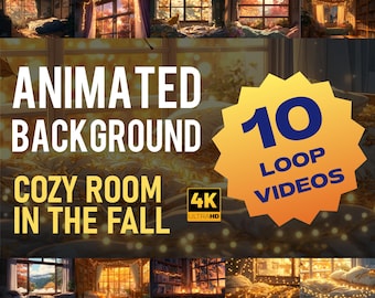 Cozy Fall Room 4K Animated Background | Autumn Aesthetic Loop Videos for Streaming, VTuber, Study & Relax