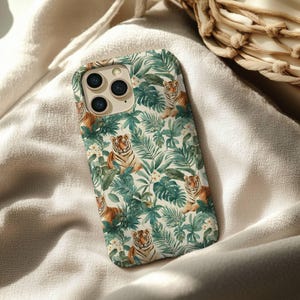 Tiger Jungle Phone Case - Tropical Forest Animal Print iPhone Cover, Nature Boho Aesthetic