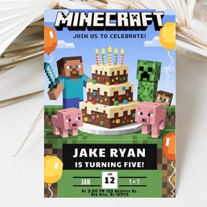 Editable Minecrafter Birthday Invitation, Minecrafter birthday invitation, Minecrafter Birthday Invitation, Gamer invitation