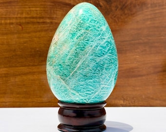 Amazonite Egg Natural Crystal | Polished Amazonite Stone Egg | Healing Crystal Egg | Green Blue Gemstone Decor | Reiki Energy Gift