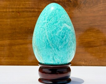 Amazonite Egg Natural Crystal | Polished Amazonite Stone Egg | Healing Crystal Egg | Green Blue Gemstone Decor | Reiki Energy Gift