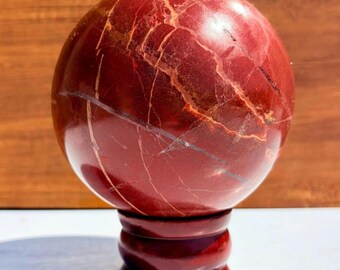 Roter Jaspis Kugel - polierte Heilkristallkugel, Erdungsschutzstein, Chakra