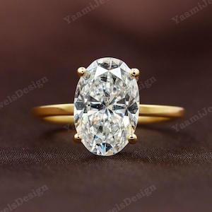 4.00 CT Oval Cut Moissanite Engagement Ring Oval Wedding Ring Hidden Halo Ring 14k Gold Oval Moissanite Promise Ring Anniversary Gift