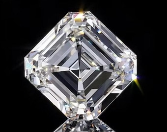 Diamante solitario suelto cultivado en laboratorio con corte Asscher para anillo personalizado. Diamante de laboratorio con certificación IGI. Diamante artificial para joyería.