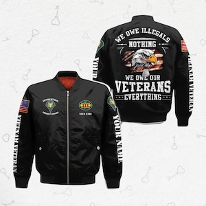 Vietnam Veteran Bomber Jacket – Proudly Served Military Eagle Coat USA Flag