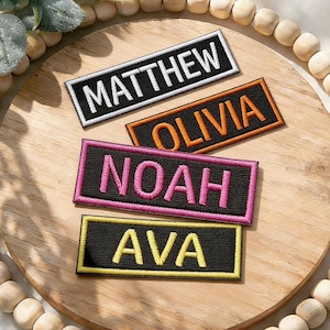 Custom Embroidered Name Patch | Iron On, Work Uniform, Dog Harness