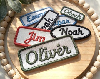Custom Embroidered Name Patch, Iron On or Glue-On, Retro Style